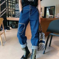 womens jeans high waist jeans autumn 2020 loose slimming safari style straight pants baggy patchwork jeans cargo pants women