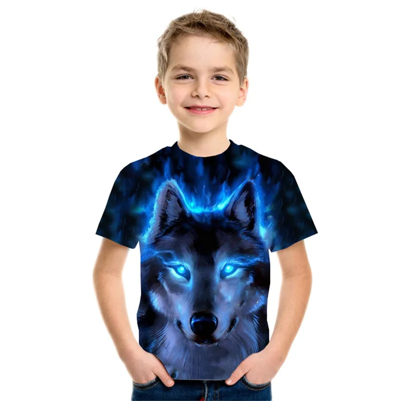 

Summer Children 3D Short-Sleeved Leisure T shirt Animal Lion Tiger Wolf Cats Printed Boys Girls T-shirt Kids Fashion Tshirt