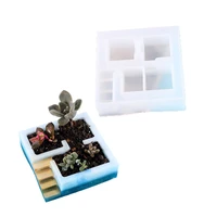 diy multi meat potted plant crystal epoxy mould succulent flower potted silicone square bonsai mold creative ashtray mold