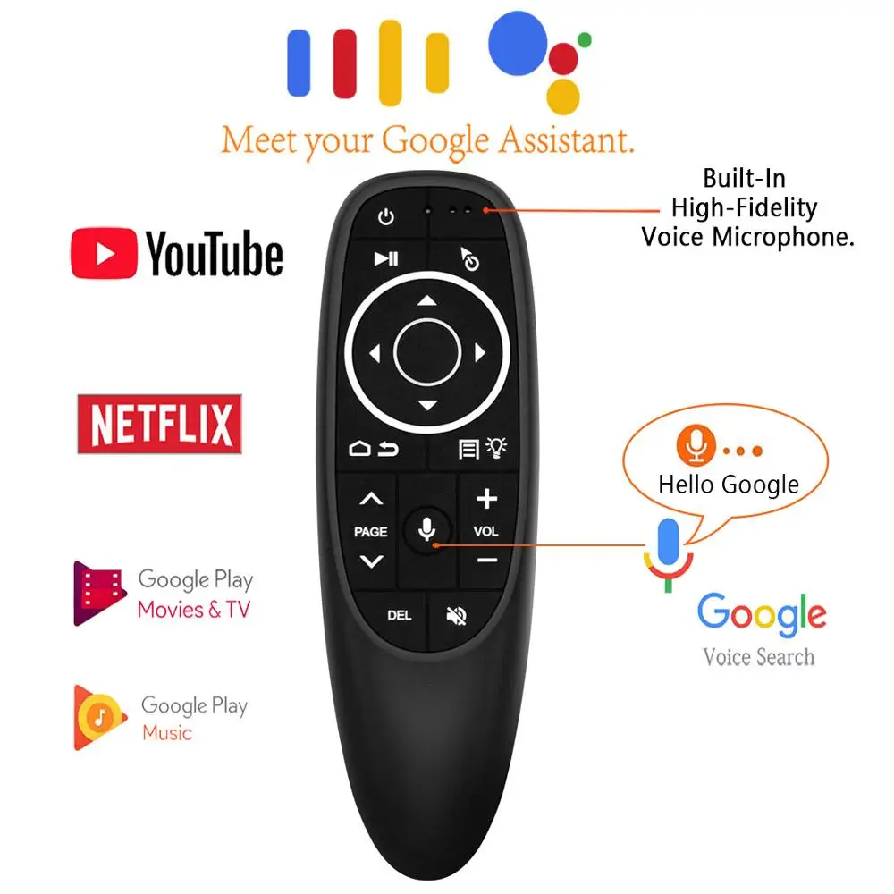 Пульт дистанционного управления для ТВ-приставки Android TV BOX HK1 x96 Mini, G10, Air Mouse, голосовой поиск, с USB-приемником, гироскопом
