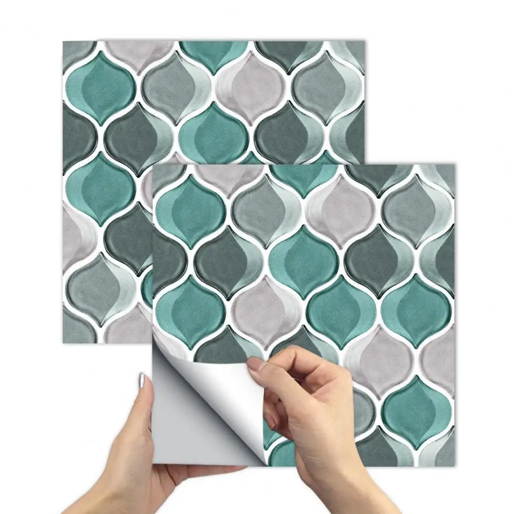 

10Pcs Tile Sticker Self-adhesive 3D Texture Effect PVC Decorative Wall Decal for Living Room