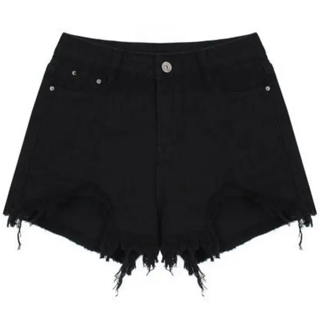 Женские джинсовые шорты с высокой талией потертые мини-шорты широкими штанинами