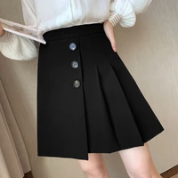 black 2020 autumn new pleated skirt female college style high waist plaid bust a line skirt student women clothing mini skirt