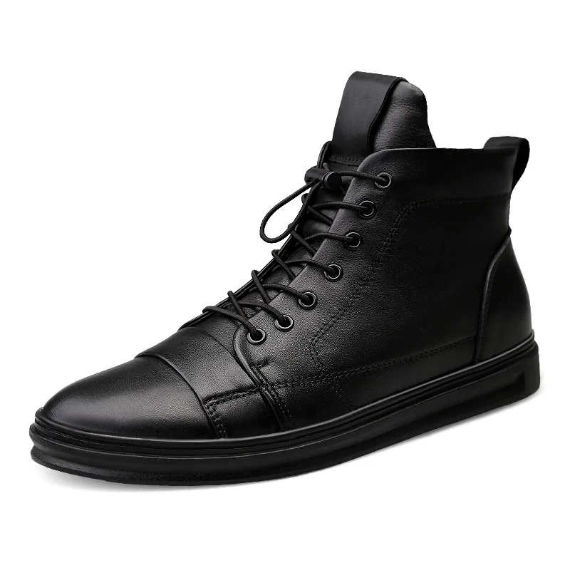 

New high-top shoes, men's shoes, sports and leisure shoes, top leather, fashion, Korean leather shoes, cross-border size