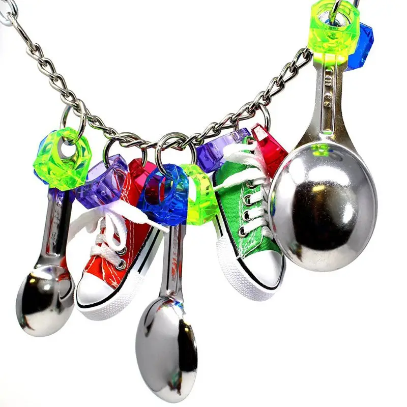 Игрушка для укуса попугая птицы из нержавеющей стали ложка совок кроссовки