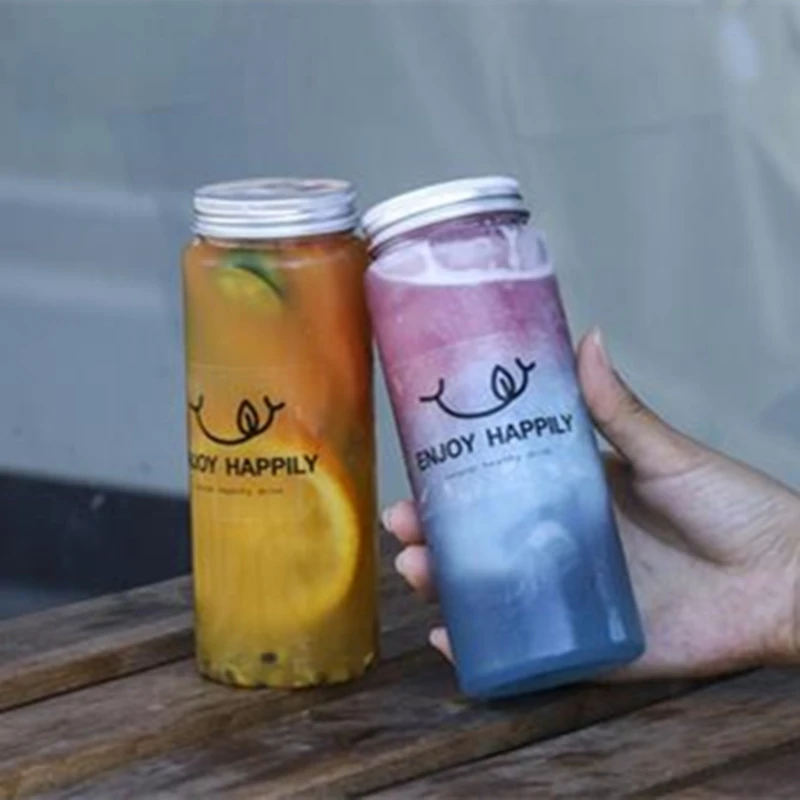 10 шт./лот чашка для молока и чая пластиковая бутылка напитков с креативным