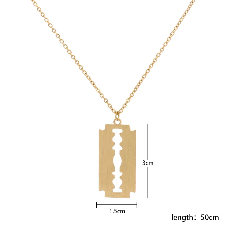 

Fashion Silver Color Stainless Steel Razor Blades Pendant Necklaces Men Jewelry Steel Male Shaver Shape Necklace