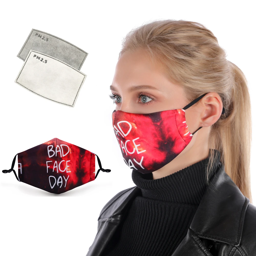 

Fashion Printing Reusable Protective PM2.5 Filter mouth Mask anti dust Face mask Windproof Mouth-muffle bacteria proof Flu Mask