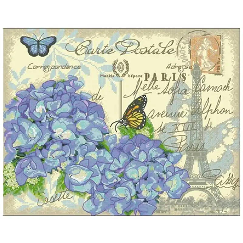 

Paris Hydrangea patterns Counted Cross Stitch 11CT 14CT 18CT DIY Chinese Cross Stitch Kits Embroidery Needlework Sets home decor