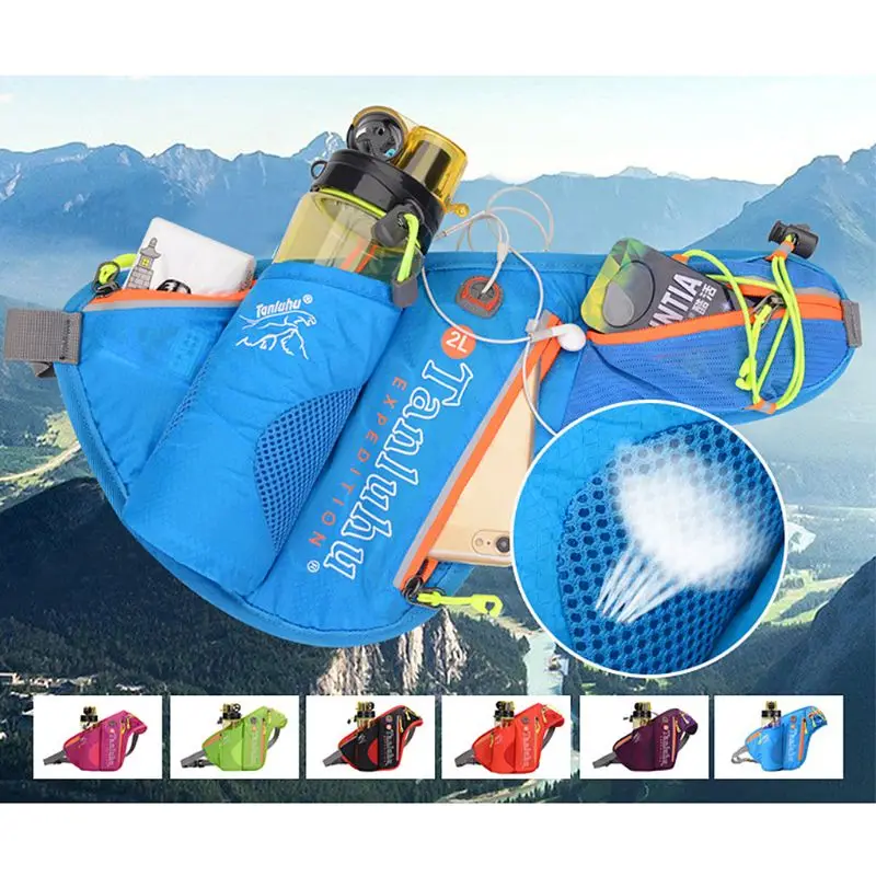 

50LD Running Jogging Cycling Travel Belt Bag Waist Fanny Pack With Bottle Holder