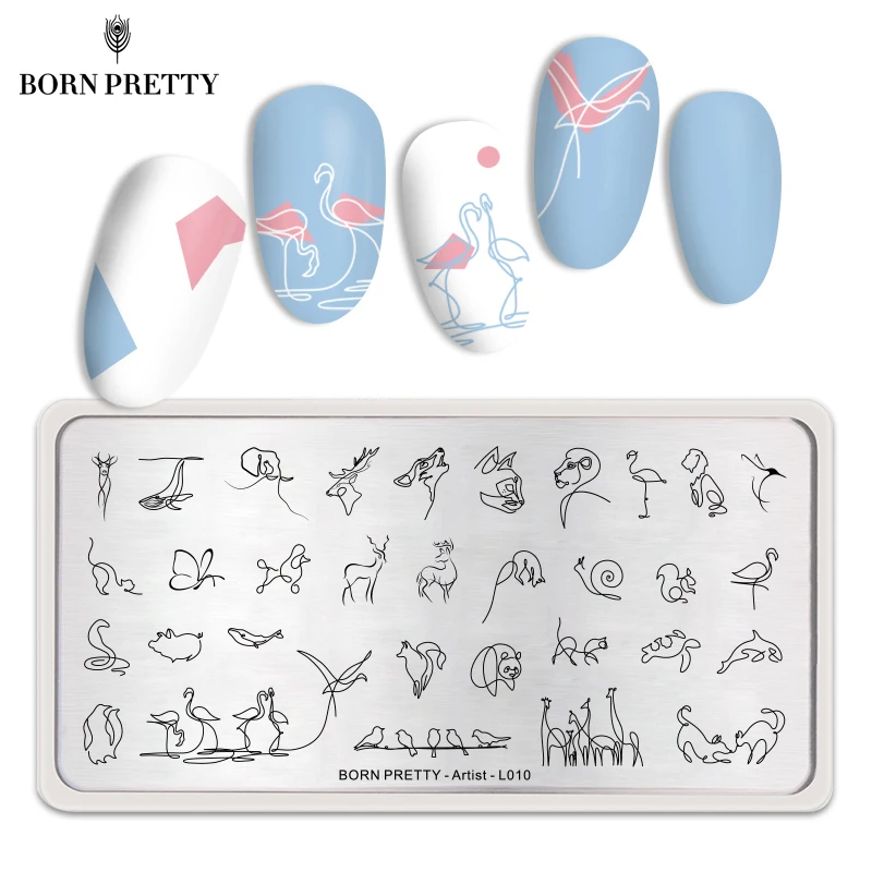 BORN PRETTY штампованные пластины для ногтей простые анимы Тотем прямоугольник штамп