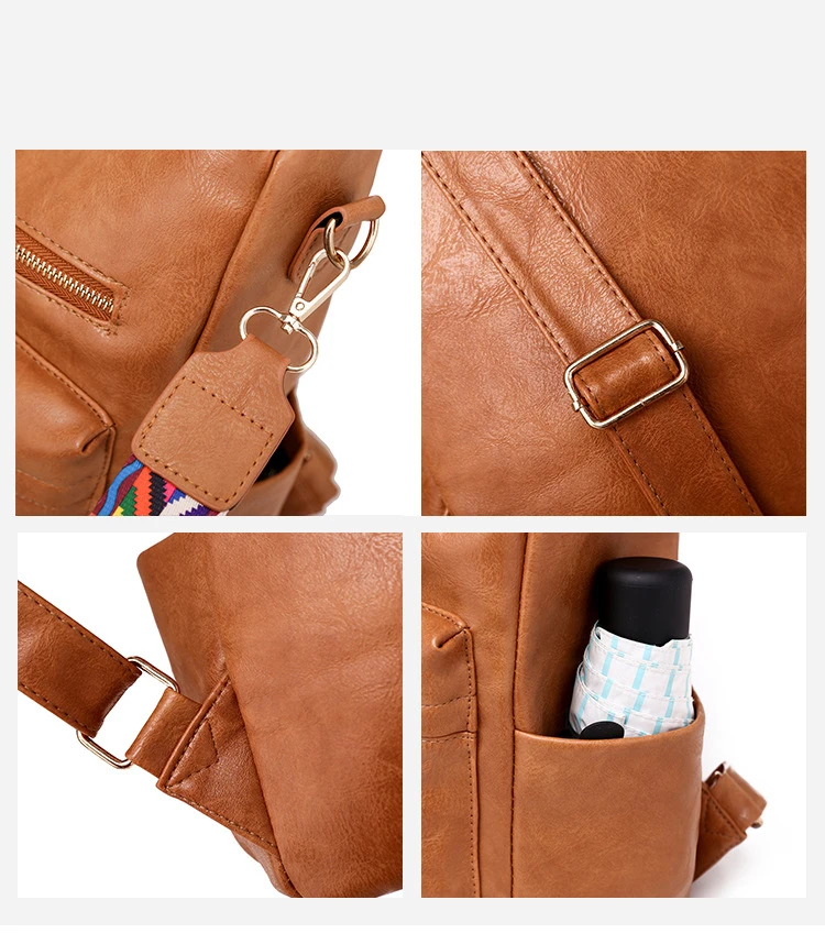 Рюкзак женский из искусственной кожи большой емкости коричневый | Багаж и сумки