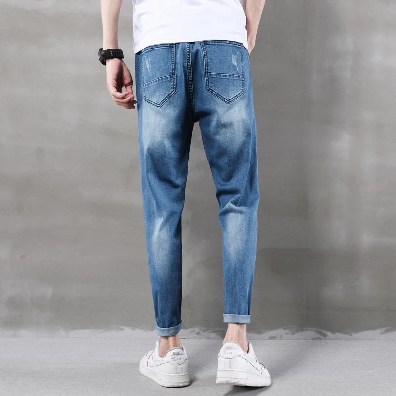WWKK 2020 джинсы большого размера Серые Синие мужские шаровары плюс Осенние