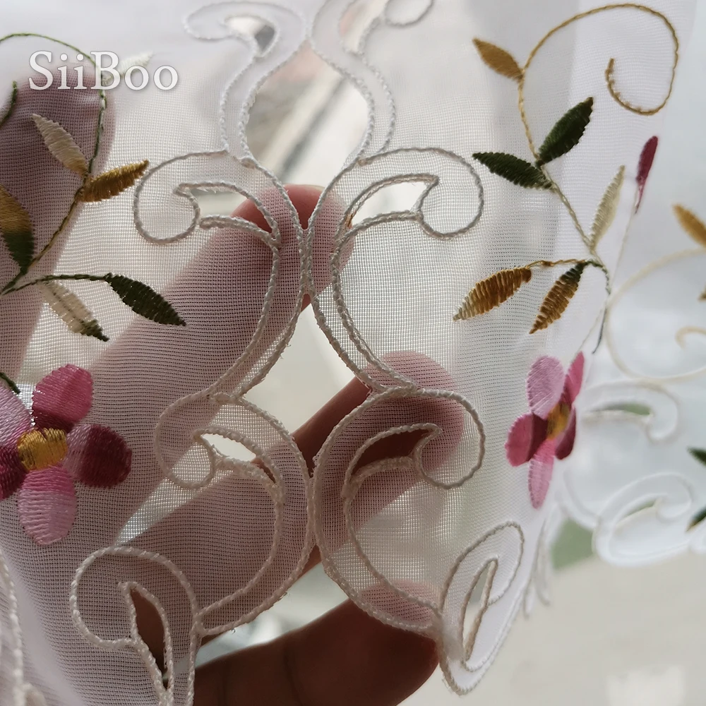 Фото Корейский пасторальный стиль кремово-белый Цветочный вышитый кружевной полузанавес эркерная занавеска для кухни/кофе гардинен SP6060 №5