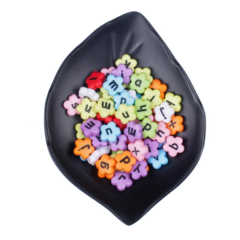 

50/100/150Pcs Mixed Flower Shape Letter Acrylic Beads Alphabet Loose Spacer Beads For Jewelry Making DIY Bracelet Necklace