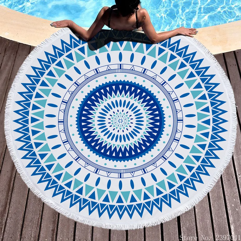 

Geometric Printed Thick Terry Boho Bohemian Indian Round Mandala Beach Towel Microfiber Beach Towels Large Serviette De Plage