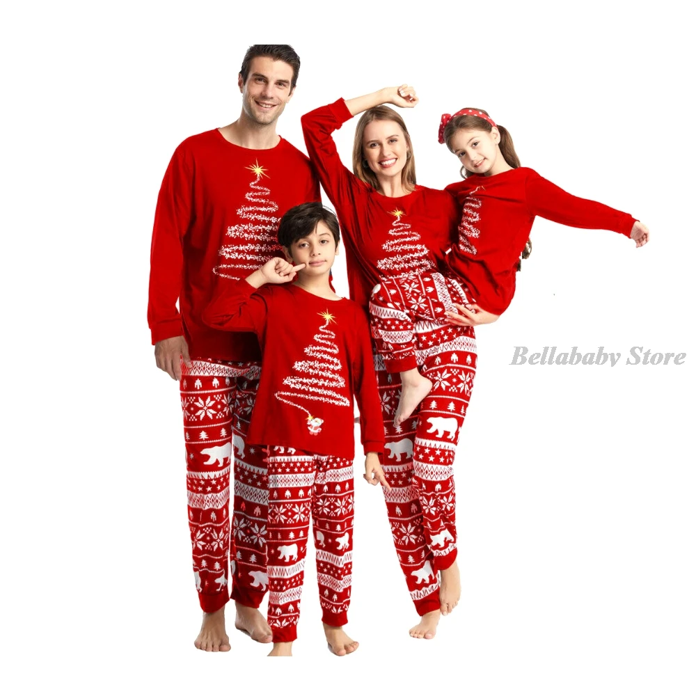 Фото 2022 рождественские Семейные одинаковые пижамы комплект одежды для мамы дочки
