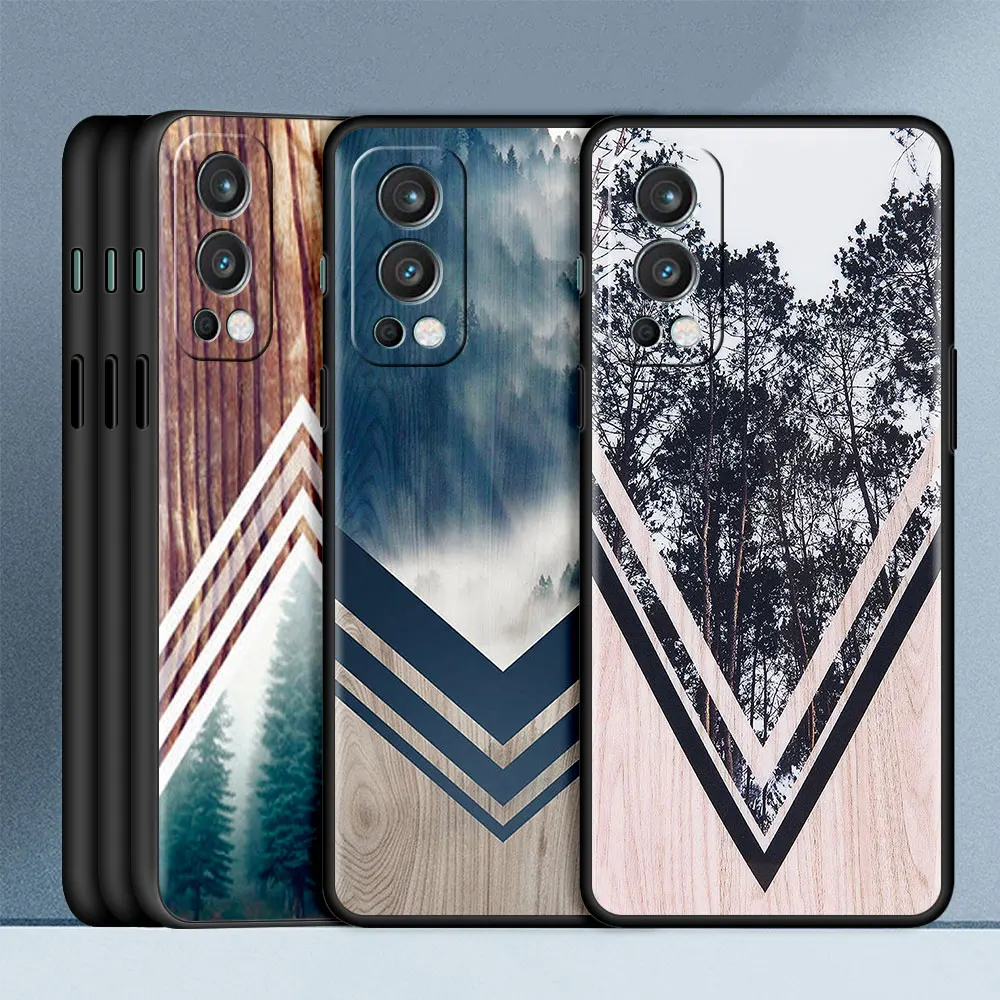 mobile phone case for oneplus 8t 8 nord n10 5g n100 ce n200 2 7 7t 9 pro 9r z soft tpu cover forest geometry wood nature shell free global shipping