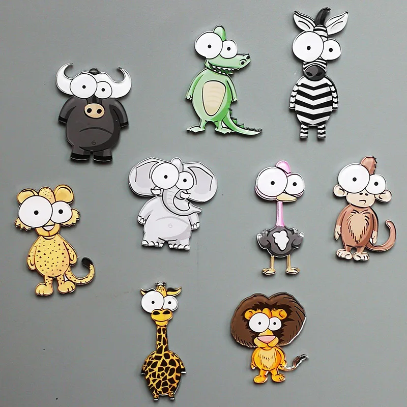 

3D Мультяшные животные большие глаза магнит на холодильник Слон Обезьяна Жираф мягкий магнит для холодильника наклейки креативный кухонный...