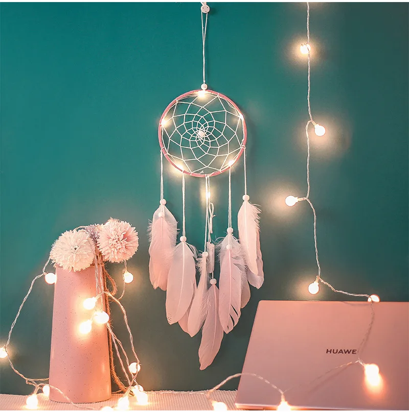 Розовое перо ремесла Ловец снов красивые куранты ветра ручной работы индийская