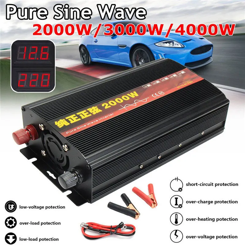 

Pure Sine Wave Power Car Inverter 12V/24V 220V 3000/4000W Voltage Transformer Inverter DC12V to AC 220V Converter