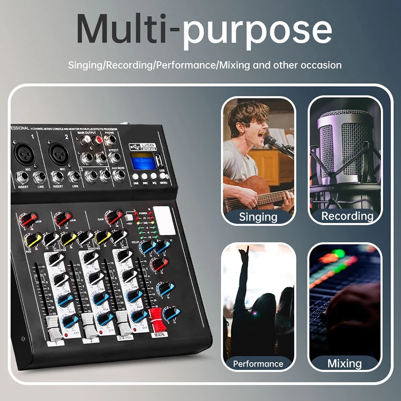 4-канальный звуковой микшер F4 профессиональная микшерная консоль с Bluetooth