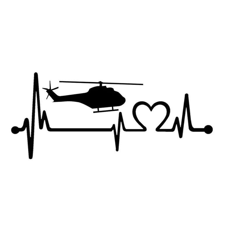 

Car Sticker Motorcycle Sticker Helicopter Heartbeat Lifeline Helicopter Pilot Black/Silver 15.3cm * 6.6cm