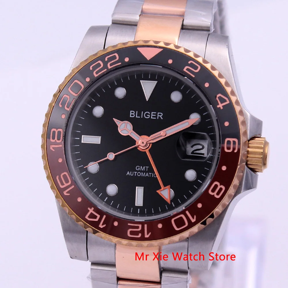 Bliger 40 мм автоматические механические мужские часы люксовый бренд сапфировое