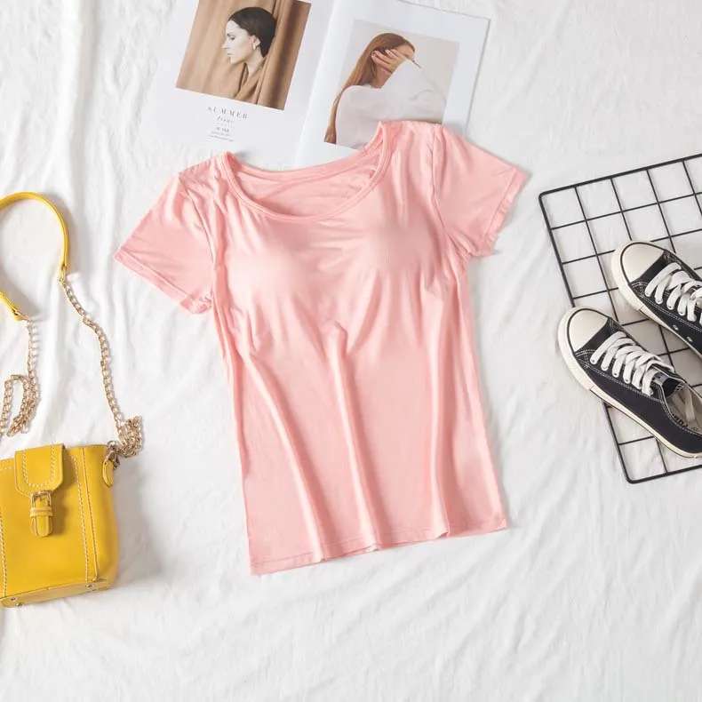 

VE150 2021 new short sleeve modal women's summer solid loose T-shirt