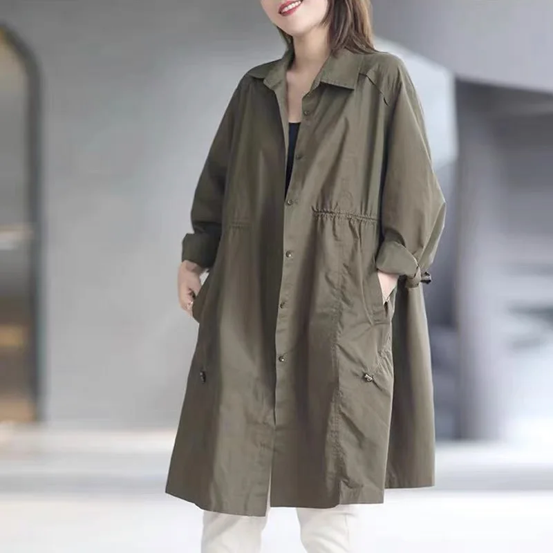 

Spring Autumn Women's Coat 2021 New Overcoat Coat Evening Female Vintage Plus Size Blue Solid Women Coats Casual Elegant Prom
