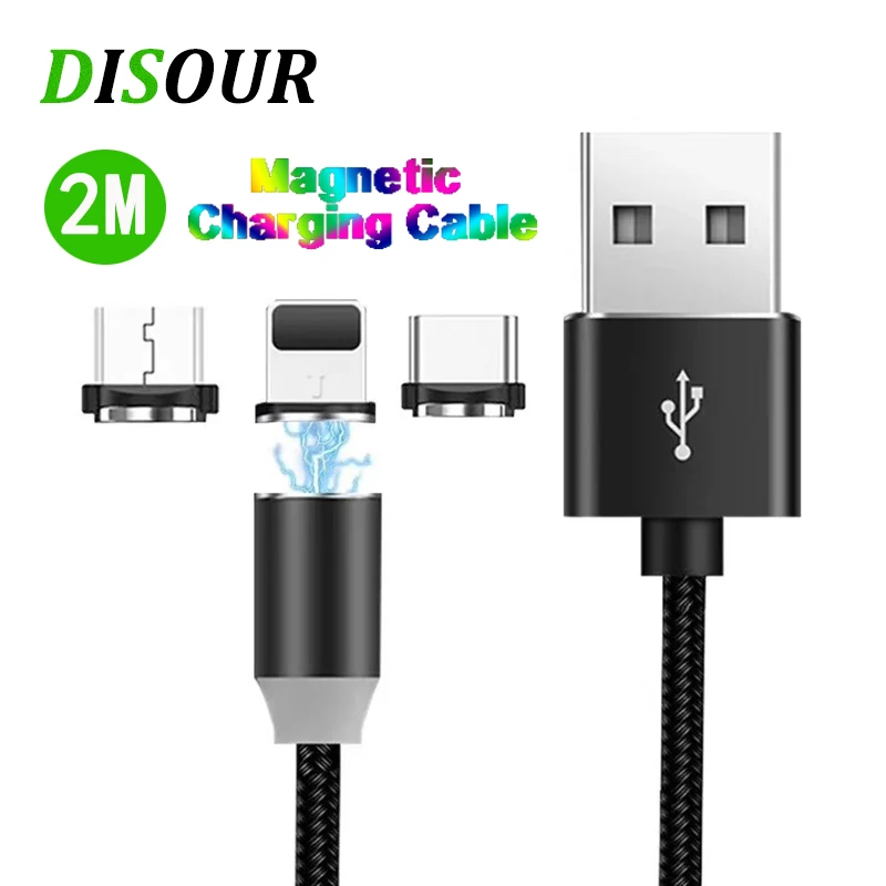 2 м светодиодный магнитный usb кабель Micro USB C для быстрой зарядки type магнитное