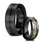 2021 модное обручальное кольцо 8 мм из черного вольфрама со скошенными краями для мужчин Золотое кельтское кольцо с инкрустацией дракона черное кольцо из углеродного волокна