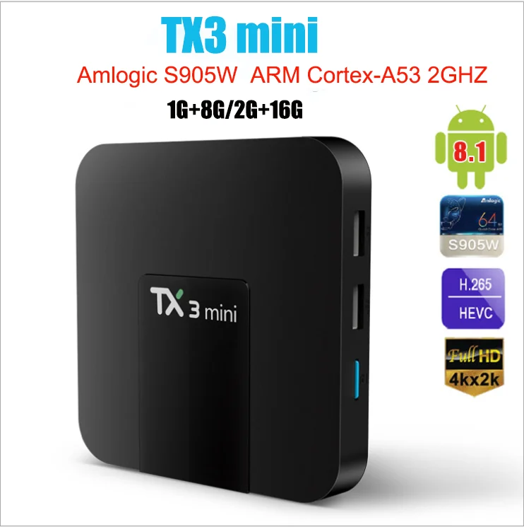

TX3 Mini Smart TV Box Android 8.1 Amlogic S905W 1G 8G 2G 16G 4K H.265 2.4G 5G Dual wifi Set Top Box Media player PK H95 T95