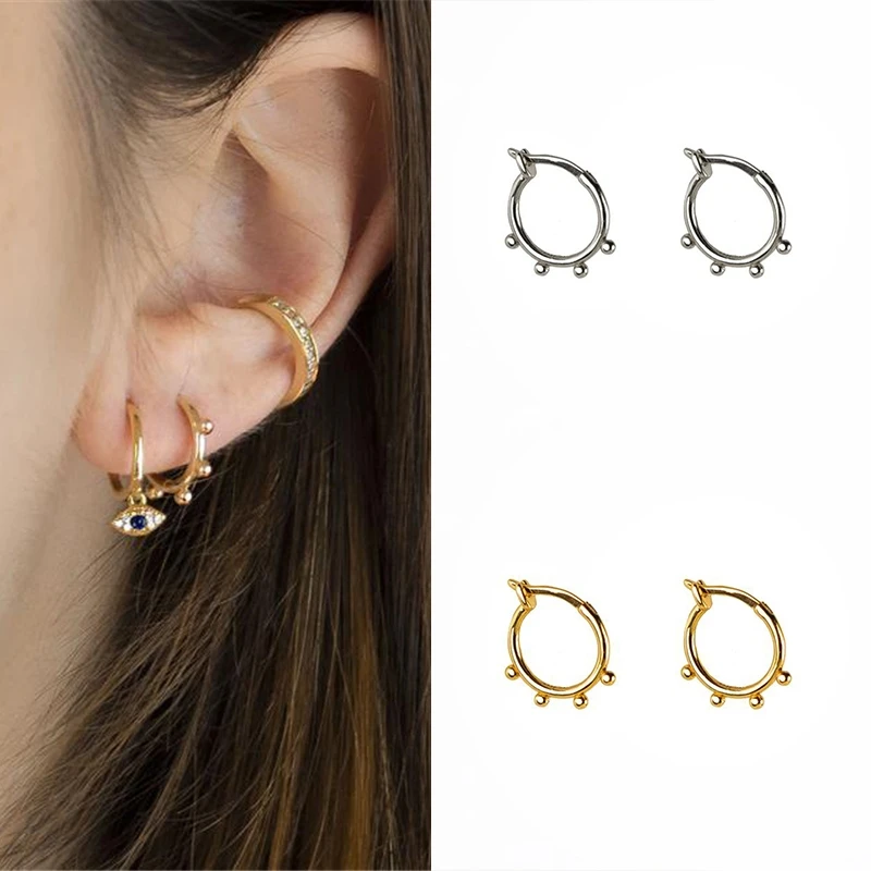 Простые круглые серьги BOAKO из бусин стерлингового серебра 925 пробы Классические