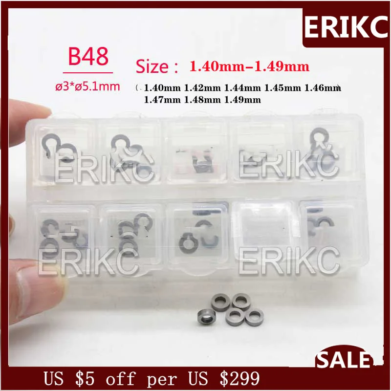 

ERIKC B48 SIZE 1.40MM-1.49MM Nozzle Adjusting Washers 1.40MM 1.42MM 1.44MM 1.45MM 1.46MM 30 PCS /Box FOR Bos-ch 120 Series