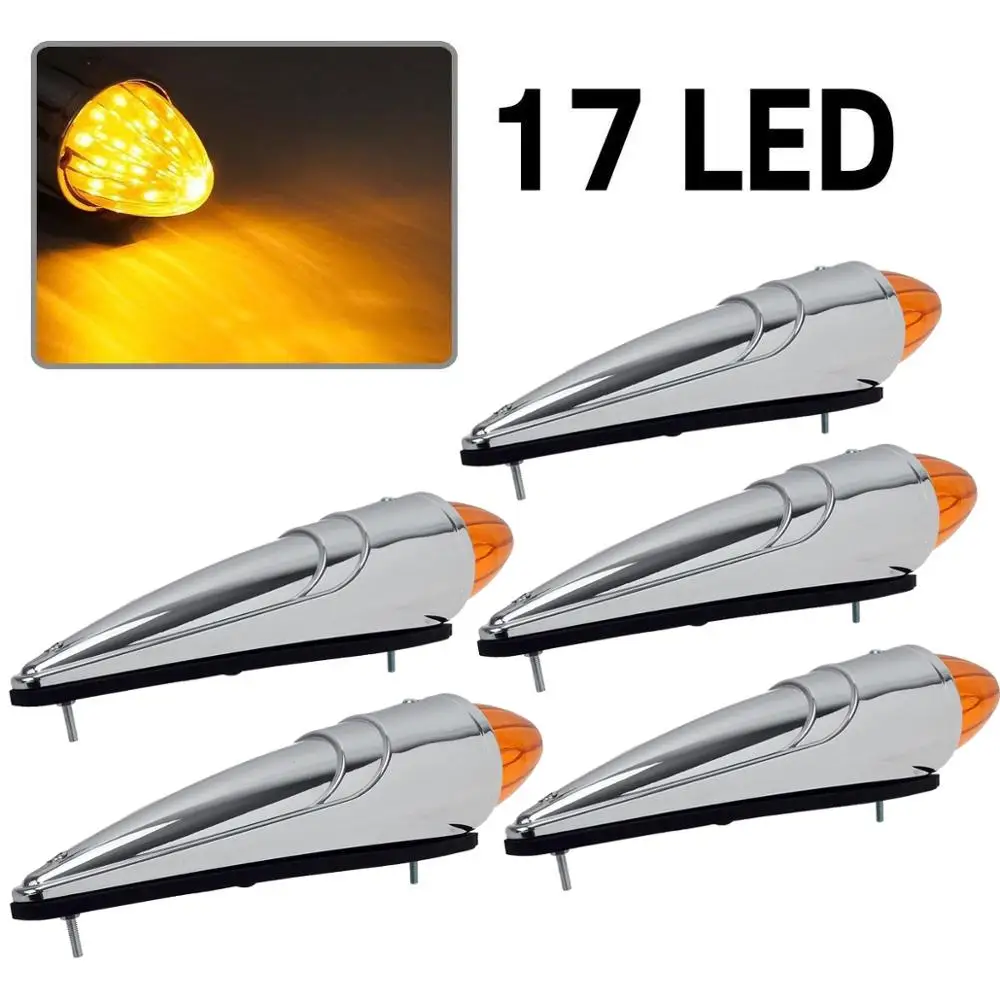 5 pcs 17 Led Автомобильная крыша стробовые сигнальные лампы 12V трейлер желтый габаритный фонарь боковые габаритные огни пуля Stylearker для грузовик kenworth - Испускаемый цвет: 5 pcs