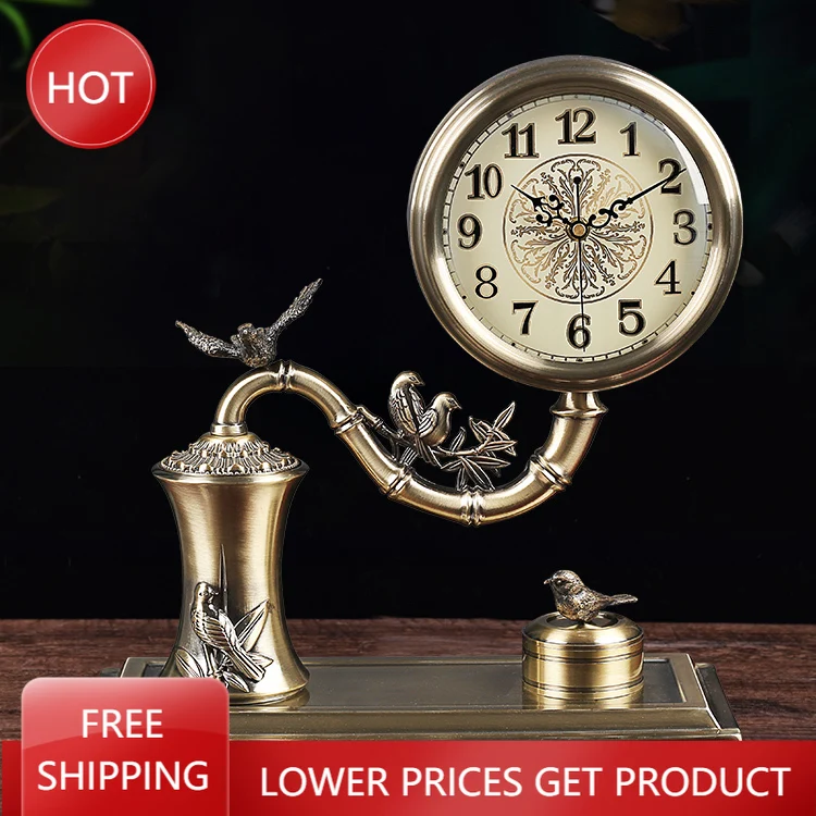 

Metal Fashion Simple Table Clock Creative Vintage Table Clock Metal Silent Electronic Vintage Sveglia Da Comodino Home Watch