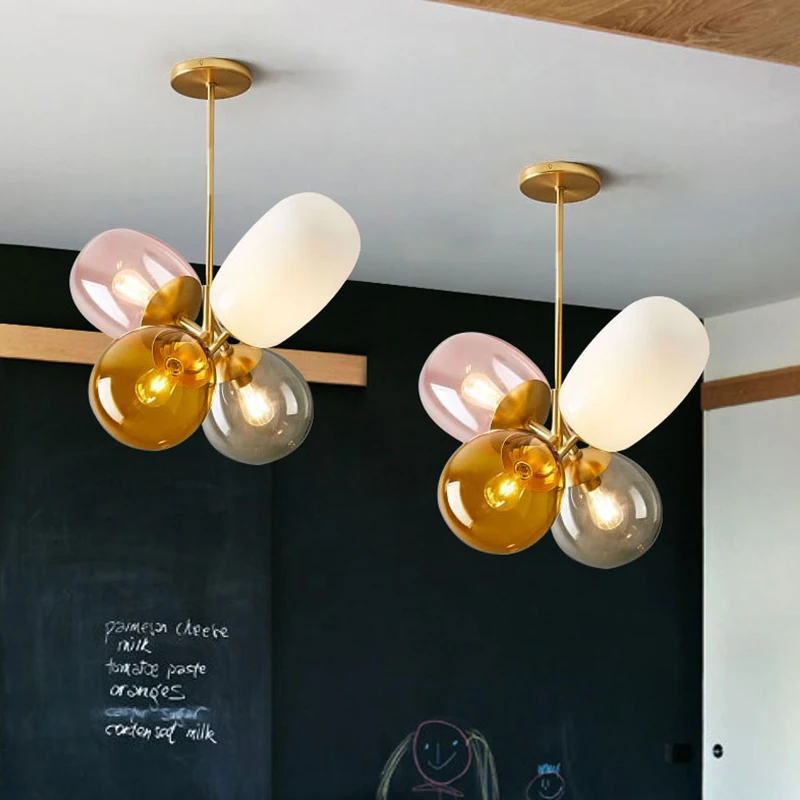 Современная люстра со стеклянными шариками в скандинавском стиле для детской