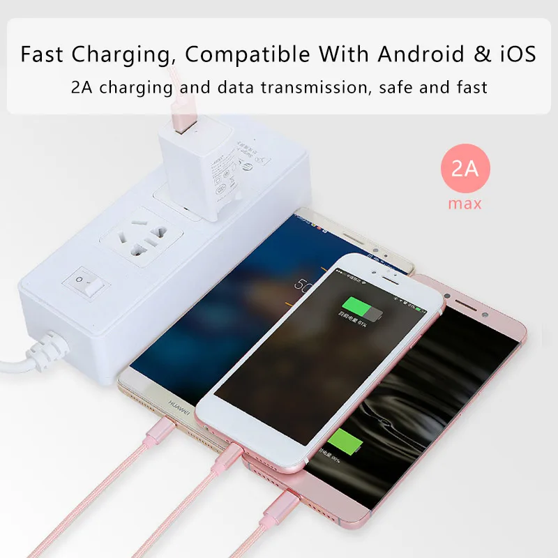 3 в 1 USB кабель для быстрой зарядки нейлоновый передачи данных прочный разъем iPhone 6