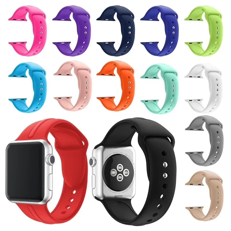 Ремешок для часов Apple, ремешок для наручных часов iWatch i Watch 4 3 2 1 42 мм 44 мм 38 40 мм, силиконовый мягкий браслет для часов