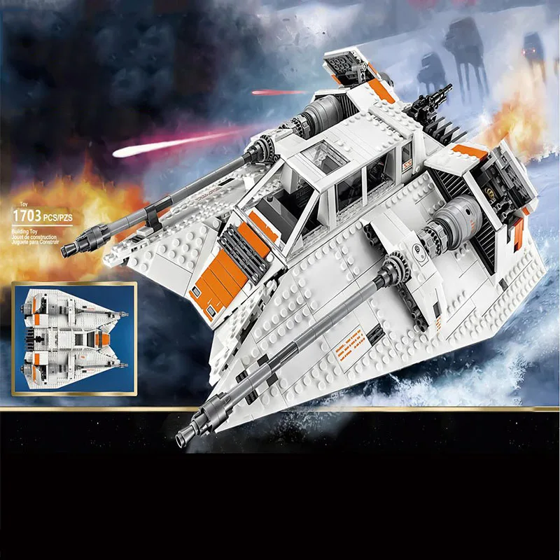 

Новинка Звездный космический корабль серия снегоход самолёт с подставкой строительные блоки модель DIY Кирпичи коллекционные игрушки подар...