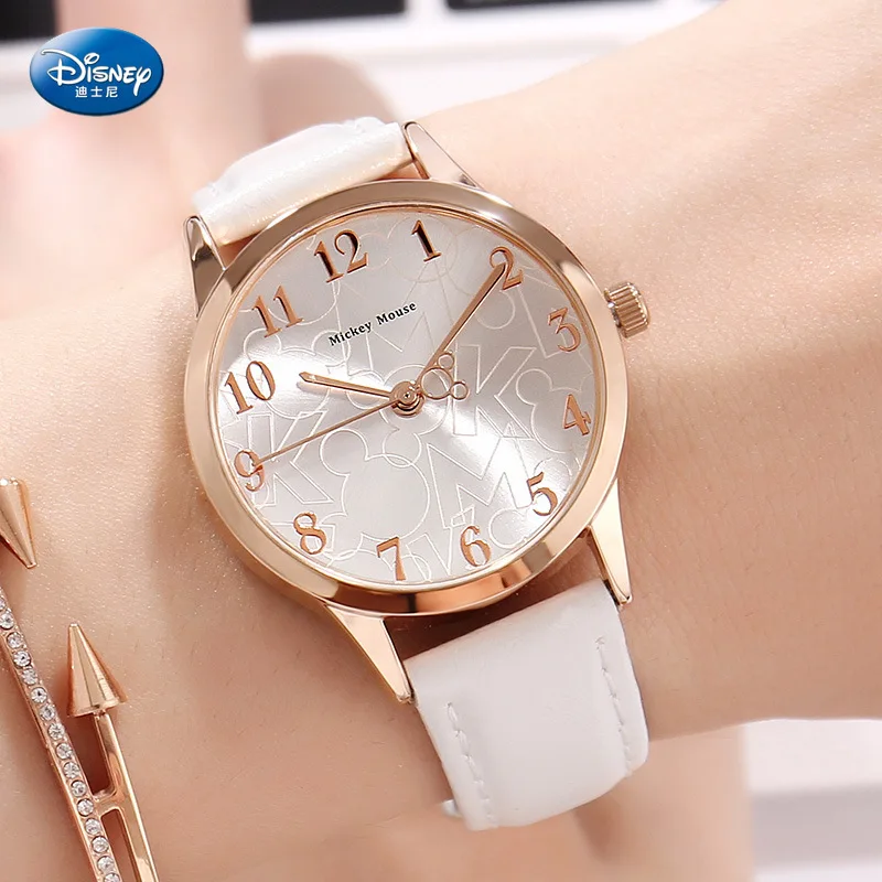 Дисней Микки Маус женские кварцевые часы 3 бар водонепроницаемые Простые Модные