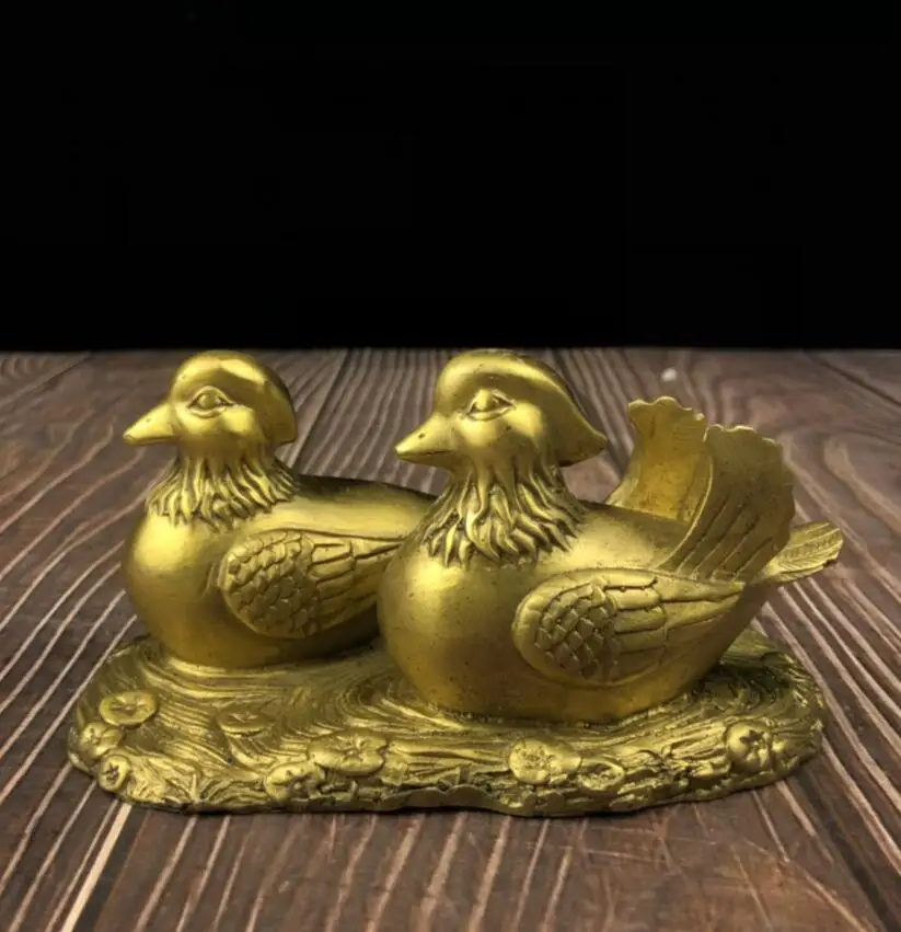 

China brass Mandarin ducks crafts statue