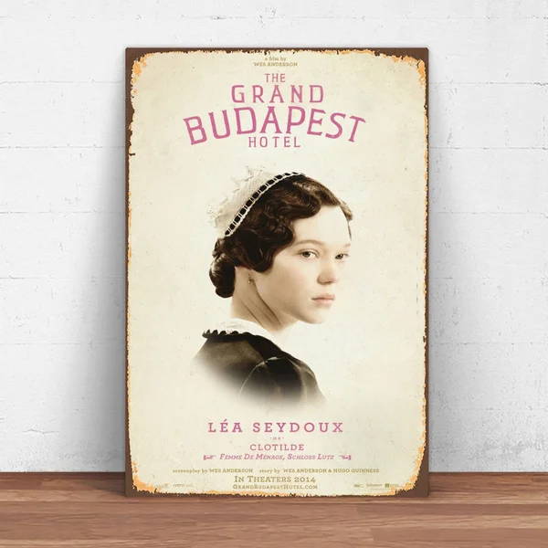 

Metal Plaques At Budapest Grand Hotel 2014 Movie Tin Sign Poster Retro Cinema Corridor Wall Decoration Metal Plate 12*8 Inches