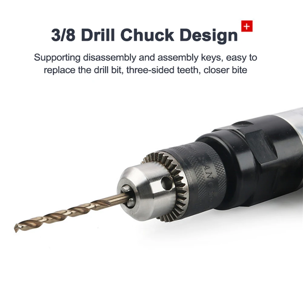 

Professional Alloy 3/8inch Electric Air Drill Pneumatic Reversible 1800RPM Speed Air Drill Handheld Multipurpose Power Tool