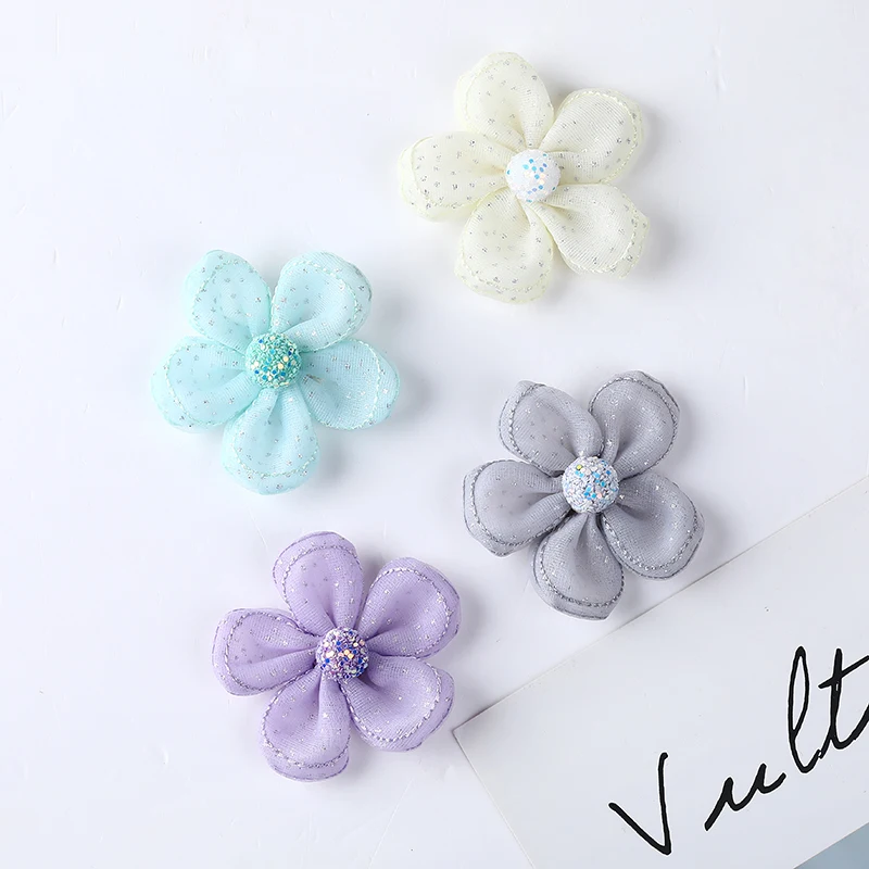 

5pcs Fashion4CM Satin Chiffon Flowers For DIY Hair Accessories Fabric Flower Bouquet Wedding Decoration Head Wrap For Headband