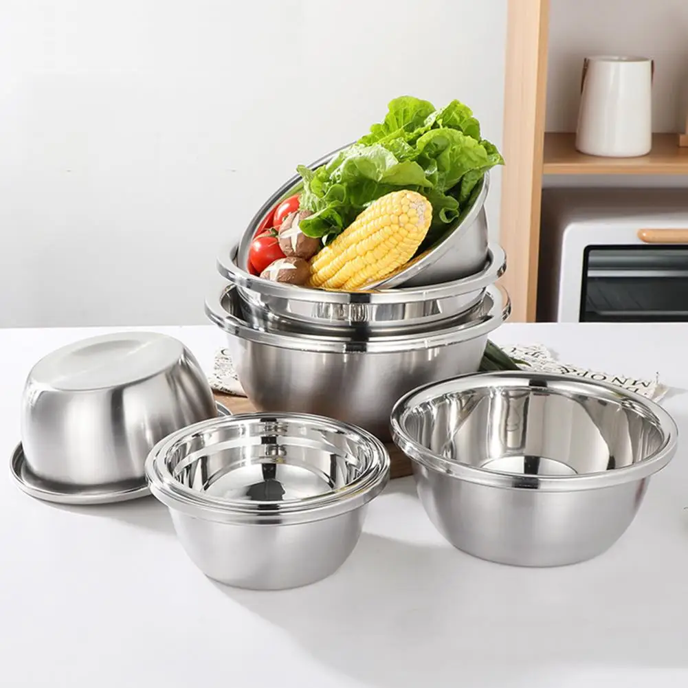 

New Kitchen Basin Waterproof Heavy Duty Stainless Steel Kitchen Stainless Steel Basin for Egg Soup Food Pots Hot Wholesale
