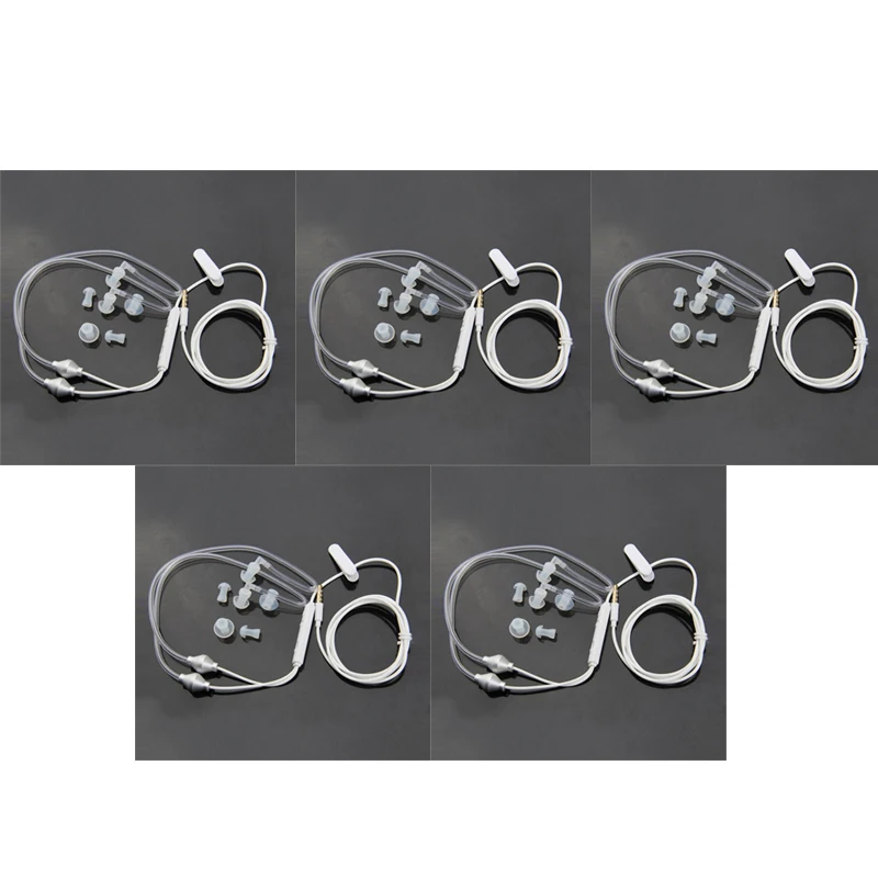 5PCS Universal 3.5mm Anti Radiation Binaural Earphones Air Tube Acoustic Earbuds Stereo Headphones with Microphone | Электроника