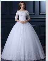 2016 gelinlik princess vintage wedding dress lace half sleeve floor length bride dresses wedding gowns beaded robe de mariage