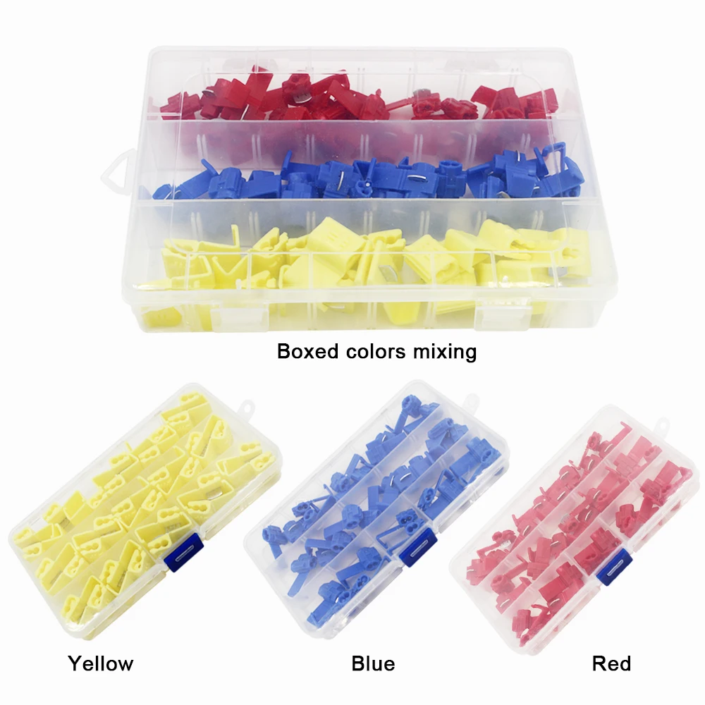 

60PCS Lock Wire Electrical Cable Connector Blue Yellow Red Insulated Quick Splice Terminals 22-18 18-14 12-10 AWG Wire Connector